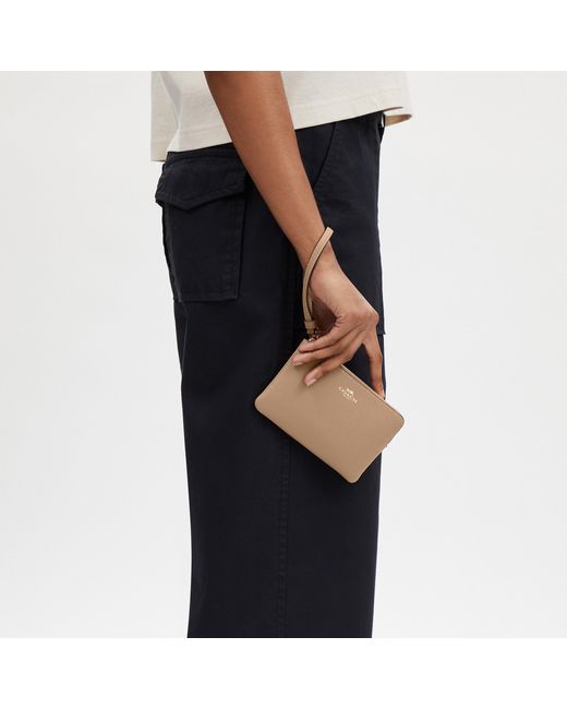 COACH Brown Corner Zip Wristlet