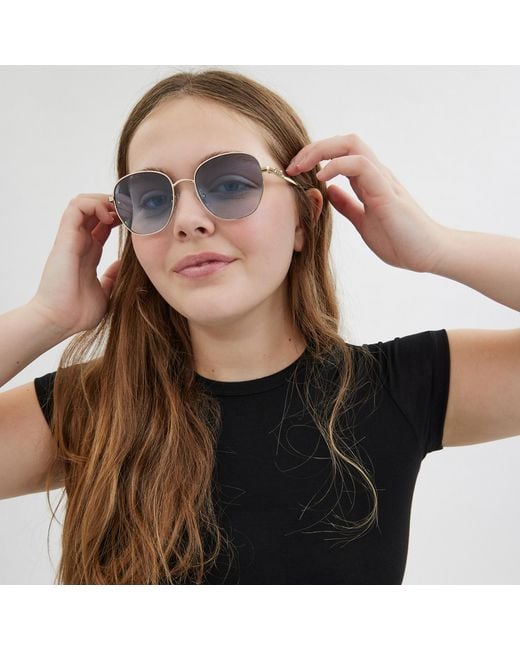 COACH Blue Script Round Sunglasses
