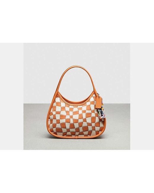 COACH Black Ergo Bag In Wavy Checkerboard Upcrafted Leather