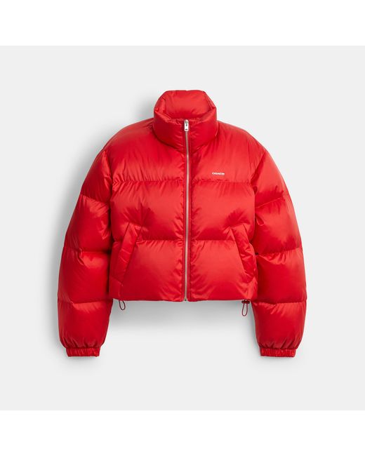 COACH Red Short Cropped Puffer Jacket