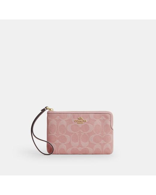 COACH Pink Corner Zip Wristlet