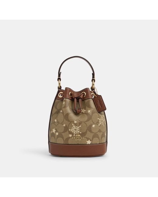 Coach Burgundy/Black Signature Coated Canvas and Leather Dempsey Drawstring Bucket  Bag Coach | TLC