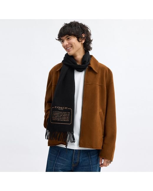 COACH Black Embroidered Patch Cashmere Muffler