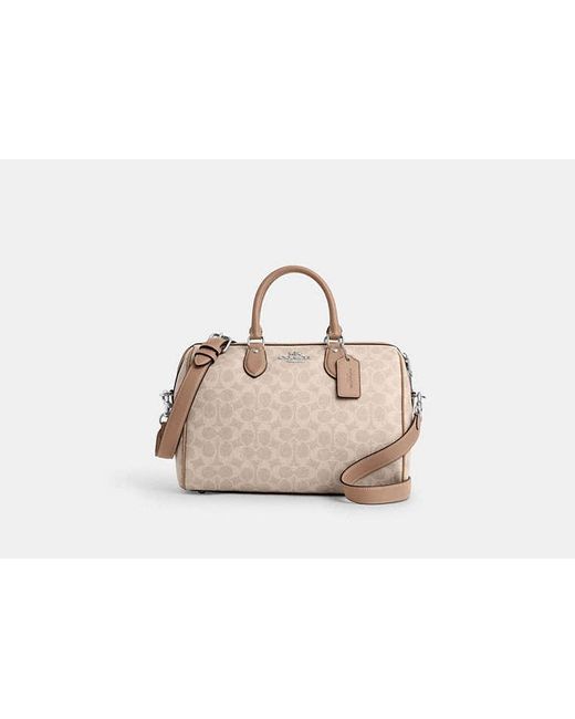 COACH Black Rowan Large Satchel Bag In Signature Canvas