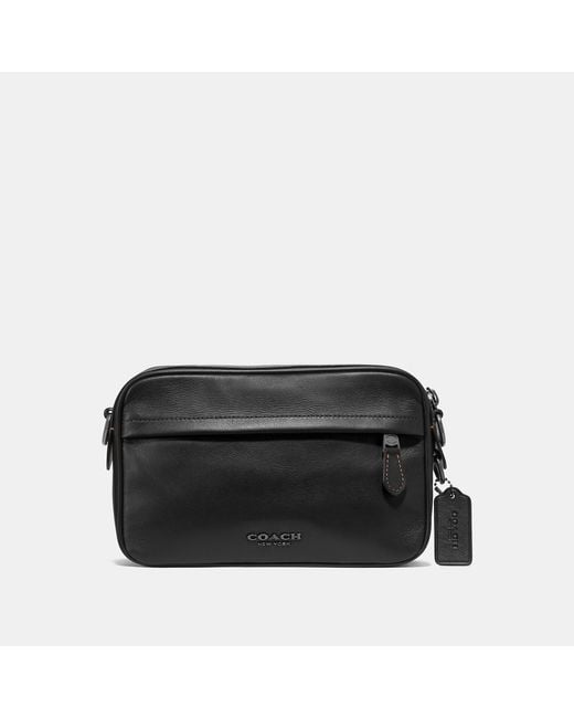 COACH Leather Graham Crossbody Bag in Black/Black Antique Nickel (Black