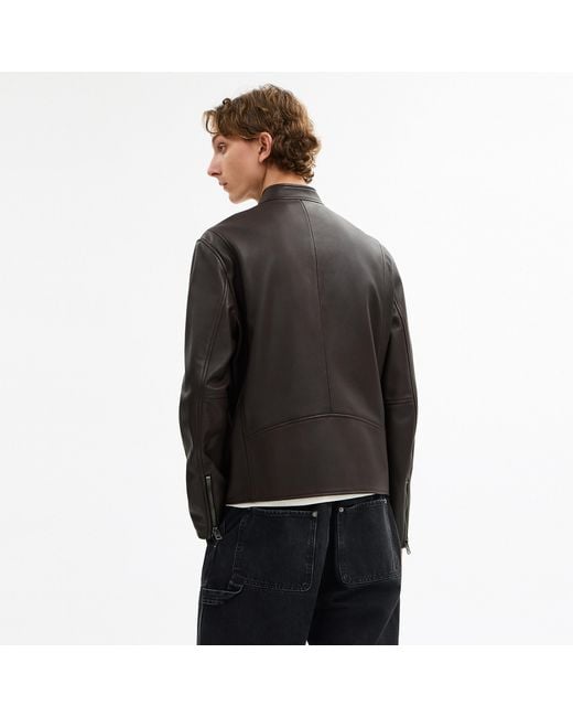 COACH Black Leather Racer Jacket for men