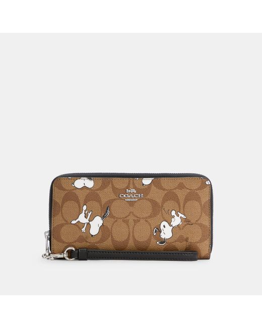 COACH X Peanuts Long Zip Around Wallet In Signature Canvas With Snoopy Print Lyst
