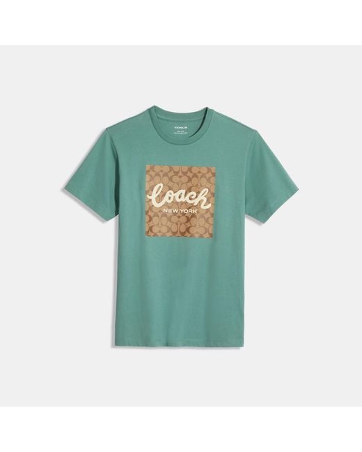 COACH Green Signature Graphic T Shirt for men