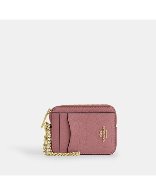 COACH Pink Zip Card Case