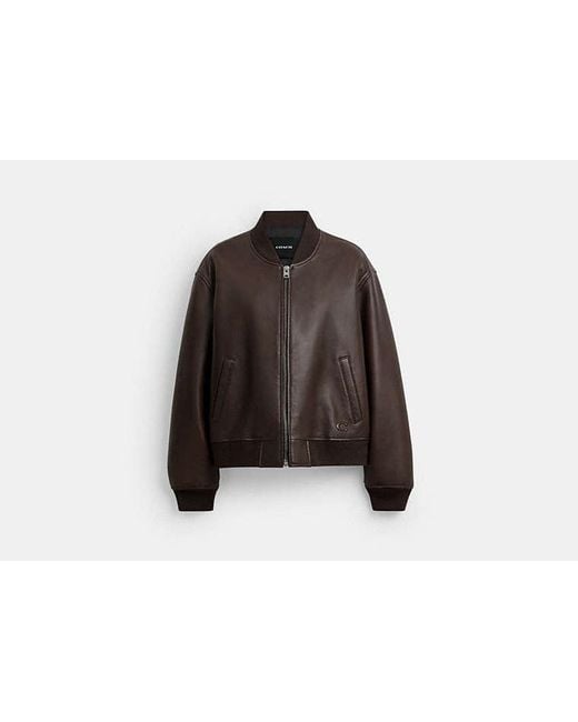 COACH Black Leather Bomber