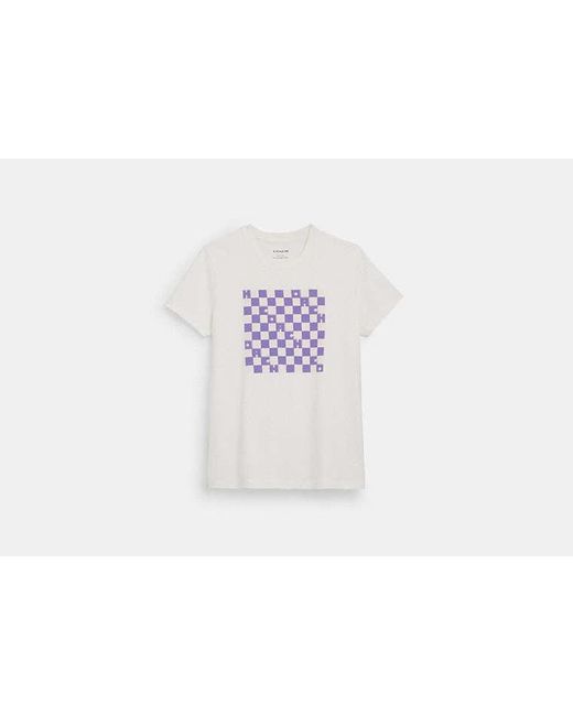 COACH Black Checkerboard T-shirt In Organic Cotton