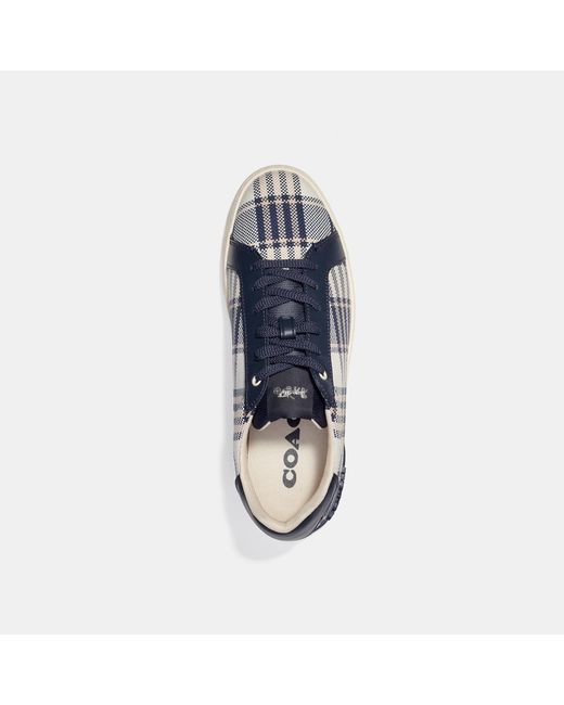 Coach Outlet Clip Low Top Sneaker With Plaid Print in Blue for Men
