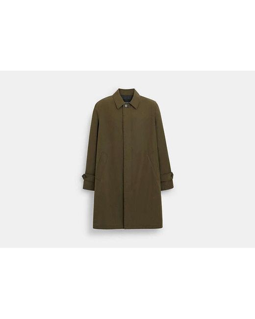 COACH Green Water-Repellent Button-Front Mac Coat for men