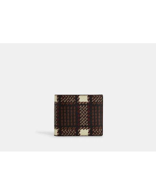 COACH Brown 3 In 1 Wallet With Plaid Print for men
