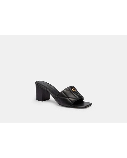 COACH Black Holly Block Heel Sandal With Quilting