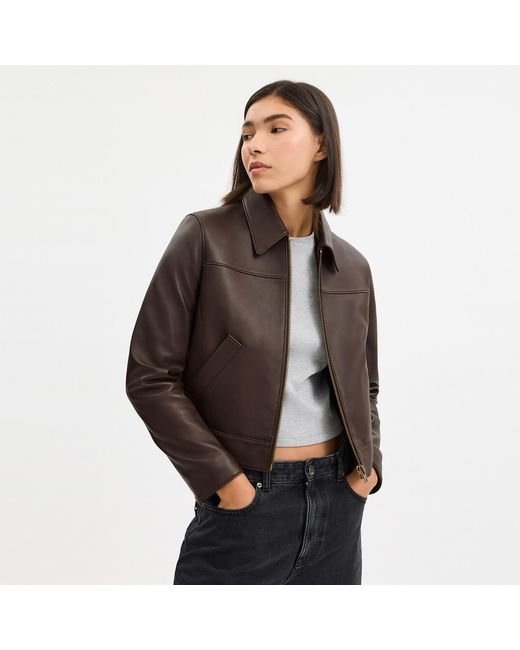 COACH ブラウンレザージャケット M COACH Leather Jacket in Brown | Lyst