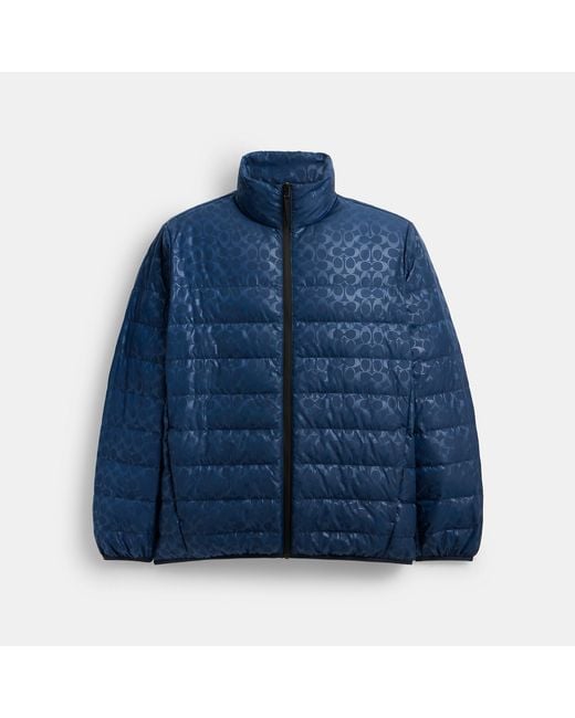 COACH Blue Recycled Polyester Down Puffer Jacket for men