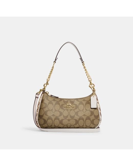 Coach outlet teri shoulder bag in signature canvas in brown natural