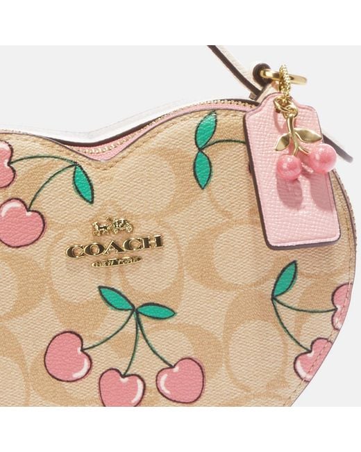 Coach Outlet Heart Crossbody In Signature Canvas With Heart Cherry