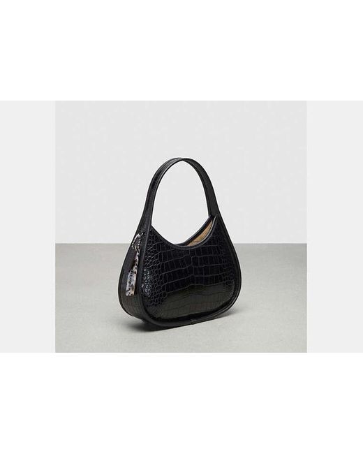 COACH Black Ergo Bag In Croc Embossed Coachtopia Leather