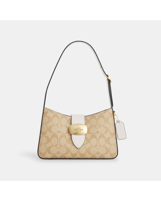 COACH Eliza Shoulder Bag In Signature Canvas in Natural Lyst