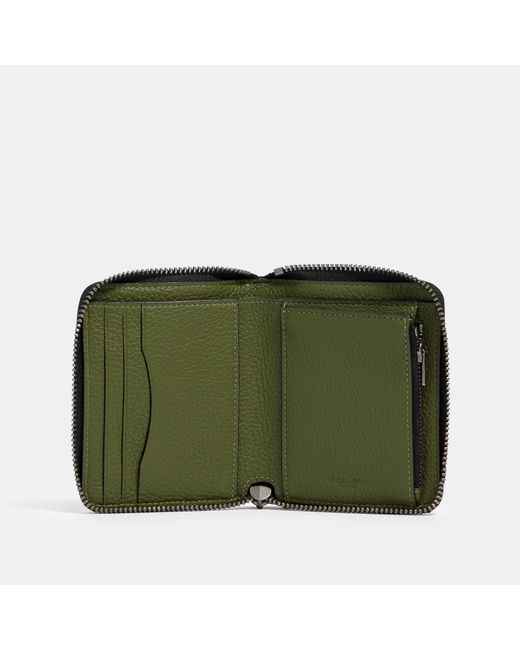 COACH Leather Medium Zip Around Wallet In Colorblock With Patch in Green for Men - Lyst