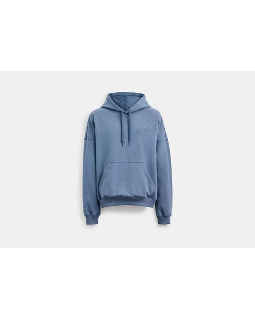 COACH Blue Hoodie With Signature Hood for men