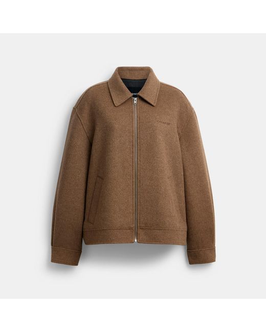 COACH Brown Zip Front Wool Jacket