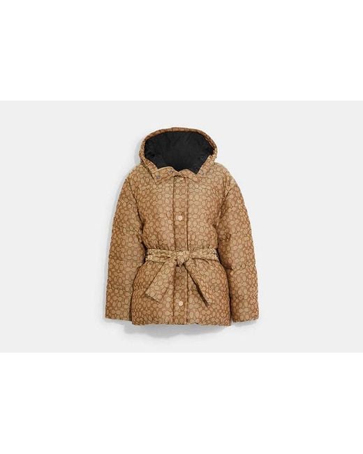 COACH Brown Daunenjacke aus Signature-Jacquard