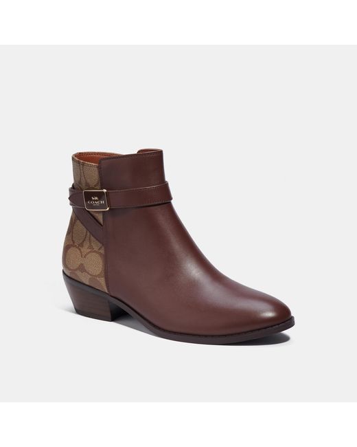COACH Leather Dean Bootie in Brown | Lyst