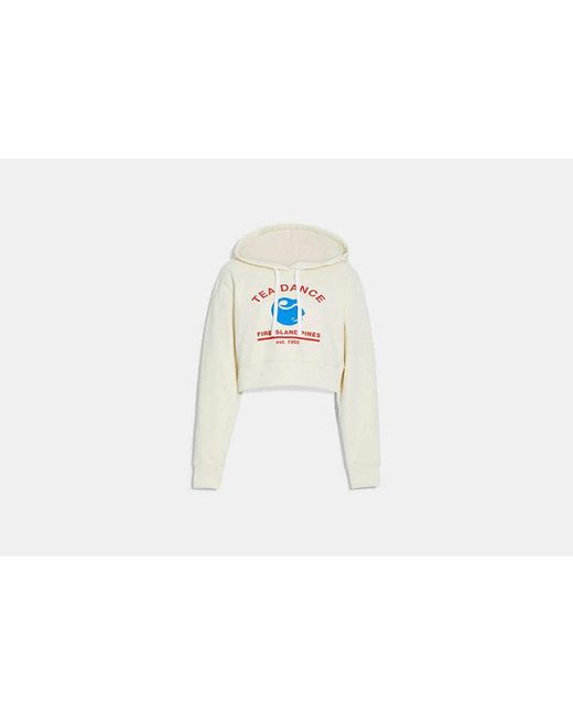 COACH Black Cropped Hoodie With Tea Dance Graphic