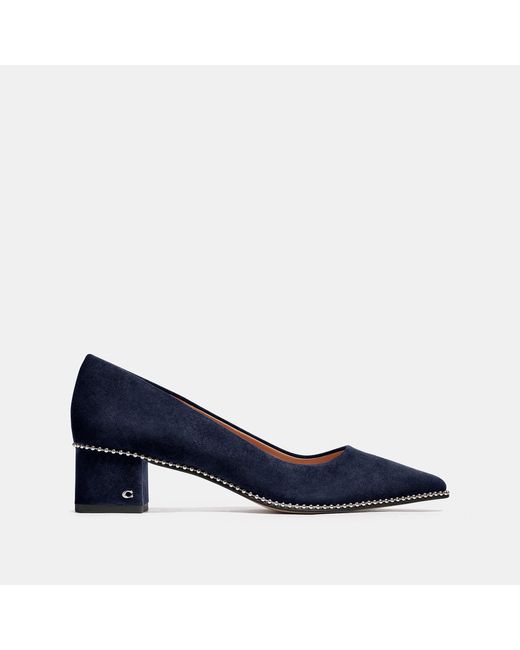 COACH Suede Willa Pump in Navy (Blue 