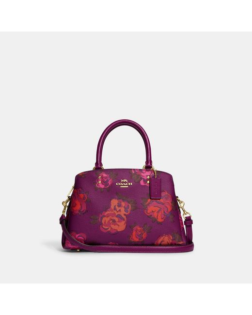 Coach Outlet Purple Mini Lillie Carryall With Jumbo Floral Print