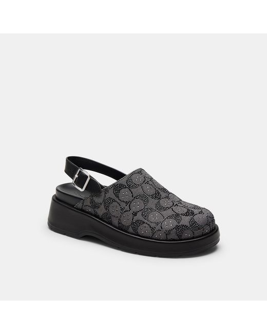 COACH Black Sculpted C Platform Clog