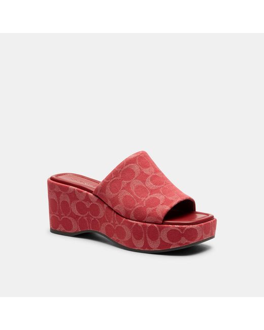 COACH Red Phoebe Platform Sandal