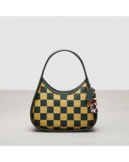 Coach Outlet Green Ergo Bag In Woven Checkerboard Repurposed Leather