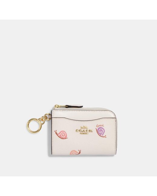 Coach Outlet White L Zip Card Case With Snail Print
