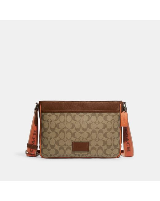 Coach Outlet Brown District Crossbody In Colorblock Signature Canvas for men