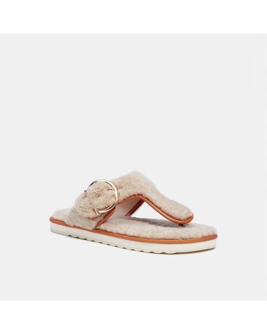 Coach Outlet Leather Hollie Flip Flop in Beige (Natural) | Lyst