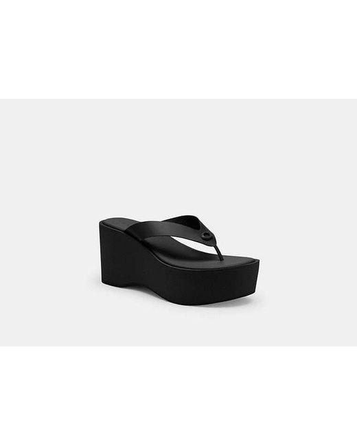 COACH Black Sculpted C Platform Flip Flop