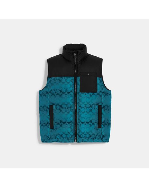 Coach Outlet Signature Puffer Vest in Blue for Men Lyst