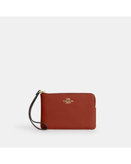 COACH Red Corner Zip Wristlet