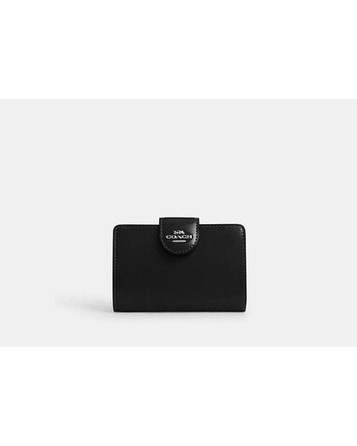 COACH Black Leather Corner Zip Wallet