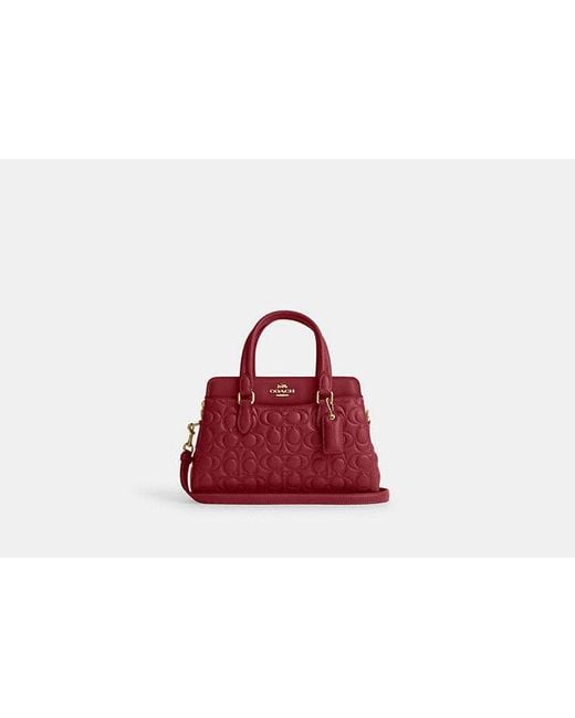 COACH Red Mini Darcie Carryall Bag In Signature Leather