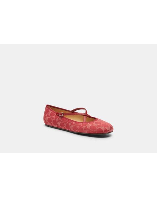 COACH Red Phoebe Ballet Flat