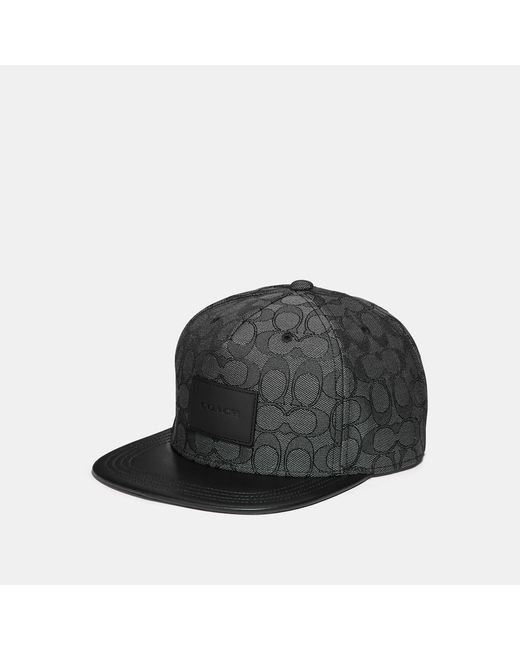 COACH Cotton Signature Flat Brim Hat in Black for Men Lyst