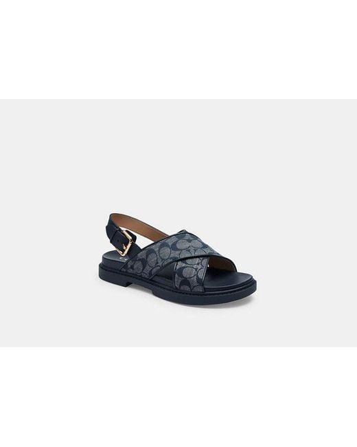COACH Black Fraser Sandal In Signature Chambray