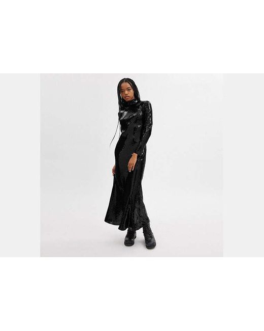 COACH Black High Neck Sequin Dress
