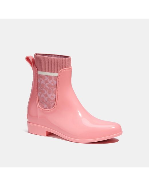 Coach Outlet Rubber Rain Bootie in Pink | Lyst