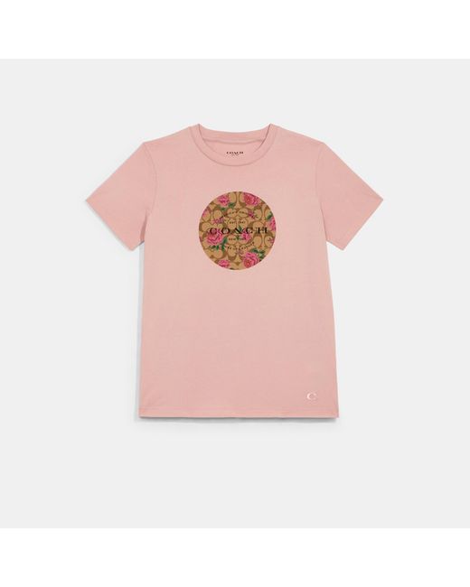 COACH Pink Signature Floral T-shirt
